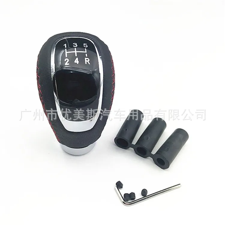 Universal Car Gear Shift Knob Gear Stick 5 6 Speed Manual Shifter Lever Black Red Line PU Leather