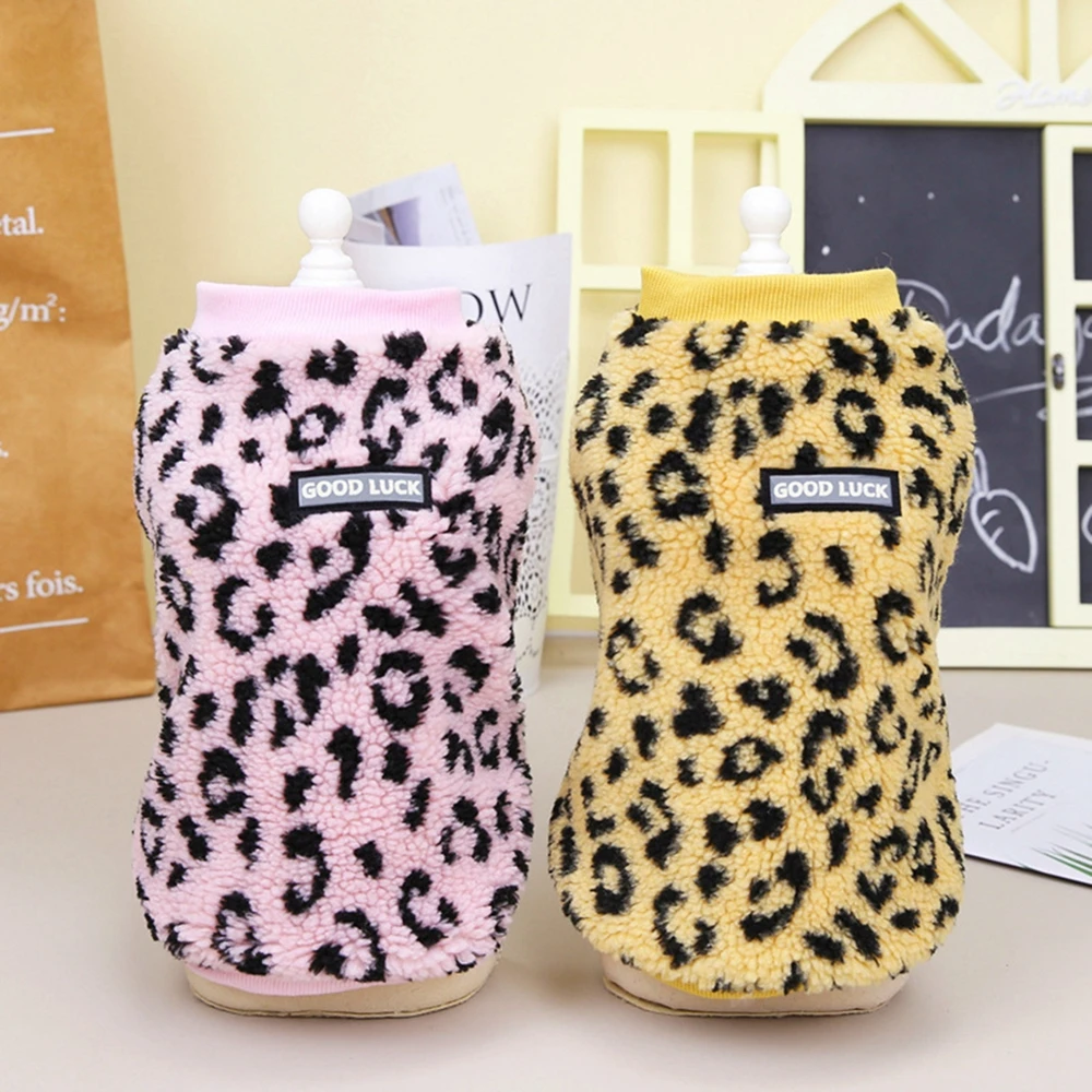 

Fleece Dog Coat Winter Pet Dog Clothes for Dogs Leopard Print Vest Jacket Soft French Bulldog Pug Clothing for Small Dogs Outfit