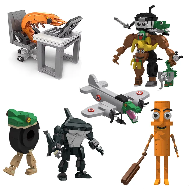 

Creative Design Animal Model Building Blocks Shark/Frog/Lobster/Crocodile Monster Assembled Ornaments MOC Bricks DIY Toys Gifts