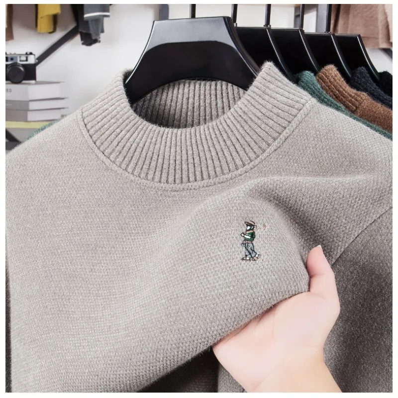 

Зимний мужской новый бархатный свитер «все в одном» с изысканной вышивкой, мужской облегающий теплый и толстый бархатный свитер