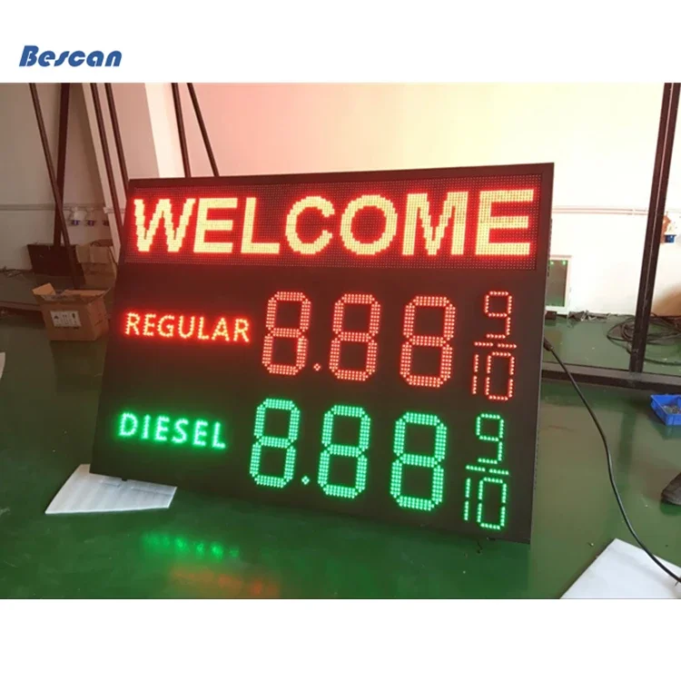 Double Side 12Inch REGULAR DIESEL 8.88 9/10 Led Gas Price LED Sign for petrol