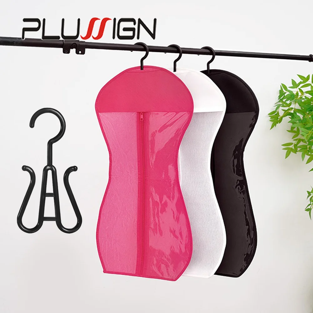 

Hair Extension Packaging S-Shaped Non Woven Wig Storage Bags With Hanger For Multiple Wigs Dust-proof Wig Bags For Wig Storage