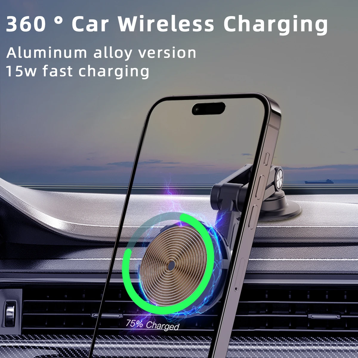 

New 360° Rotating Wireless Charging Car Phone Holder Magsafe Phone Holder for Iphone Xiaomi Phone Cases Smartphone