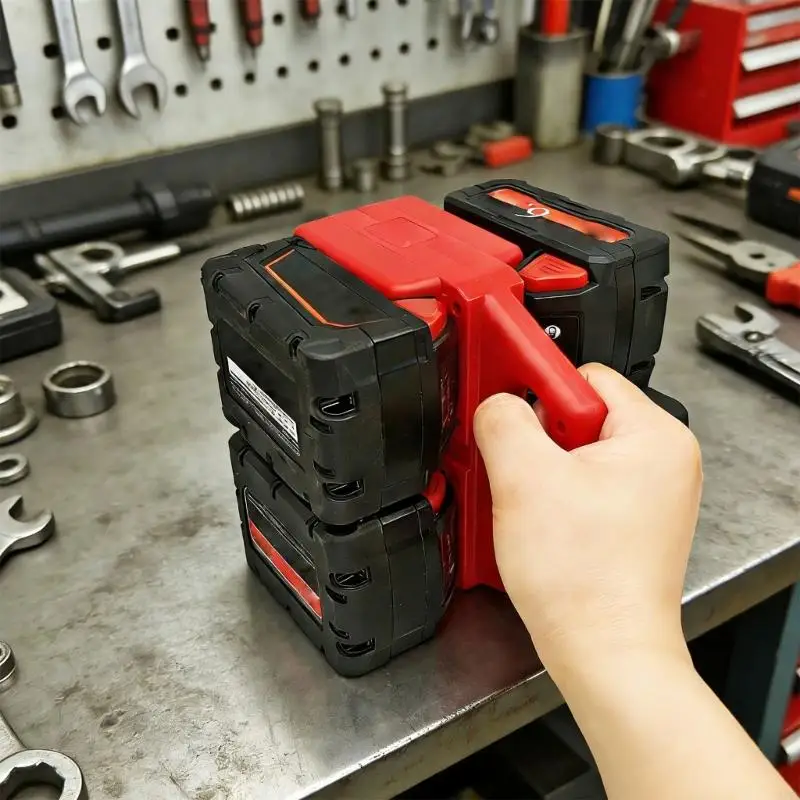 

Quality ABS Battery Storage Holder Rack For 18V Batteries Power Tool Batteries Holds 4 Piece Keep Workspaces Organized M4YD
