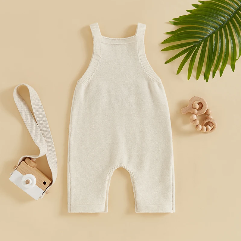 Soft Baby Knitted Suspender Pants Embroidery Letters Sleeveless Romper Girls Boys Clothes for Birthday Overalls Knitwear