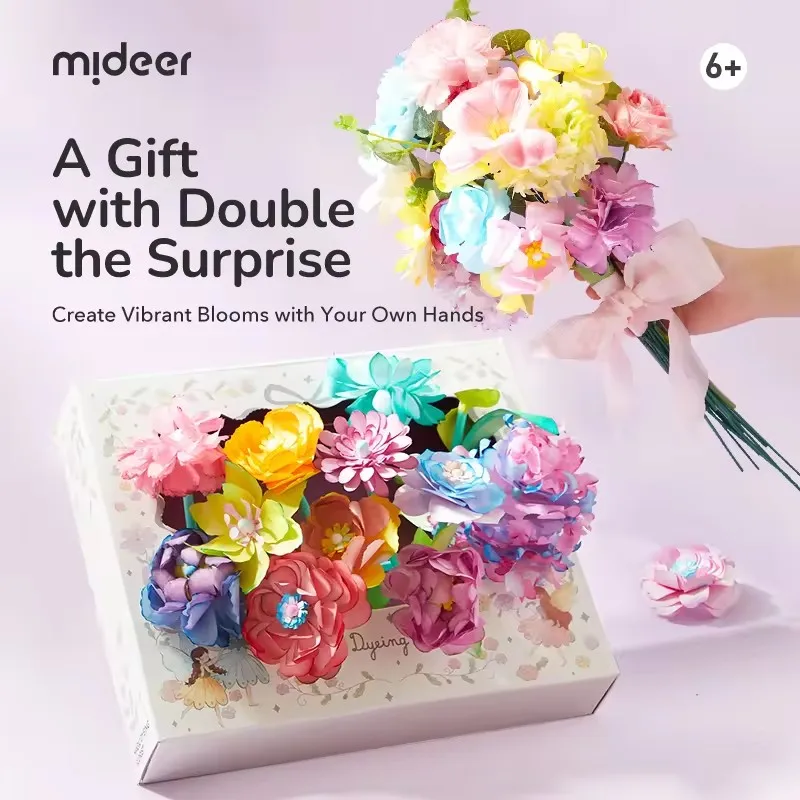 Mideer Magic Dyeing Florist Fantasy DIY Kit Creative Color Mixing With Inks Dyeing Petals Rich Flower Shapes Kids Science Art