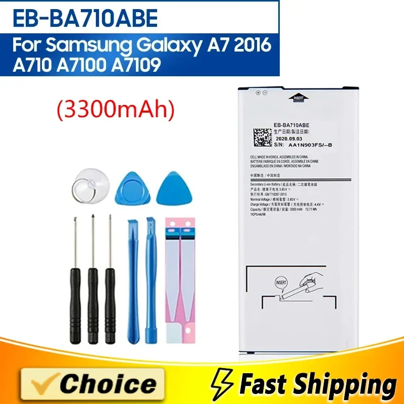 

EB-BA710ABE,EB-BA710ABA,Brand New Replacement Phone Batatery+Tool,For Samsung GALAXY A7 2016 A7100 A7109 A710 A710F, 3300mAh