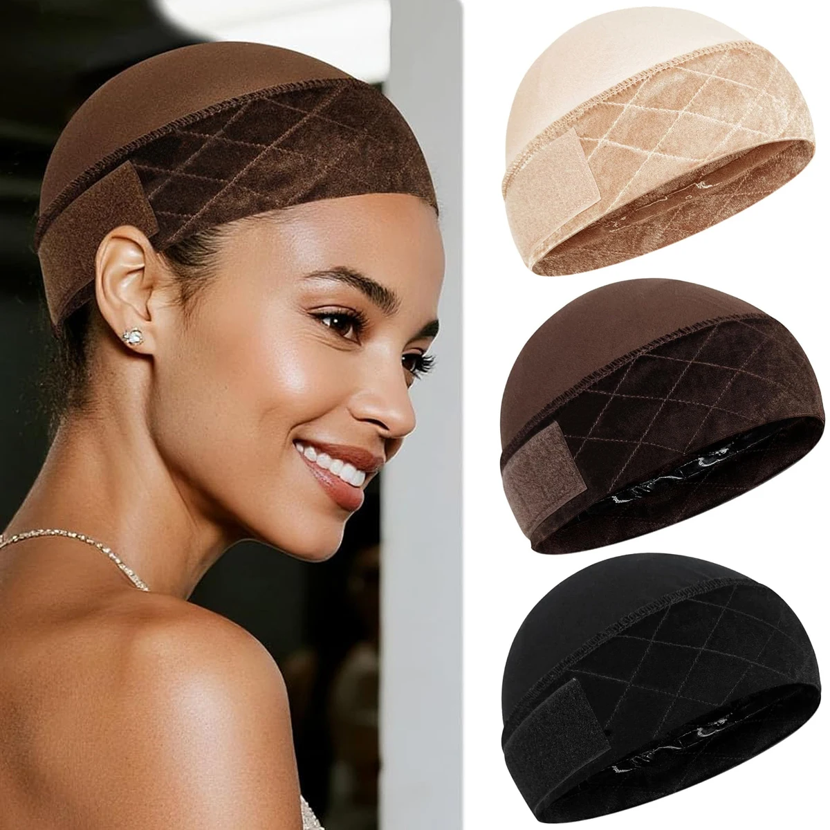 

Wig Grip Cap with Silicone Strip Non Slip, 2-in-1 Soft Wig Caps to Hold Wig in Place, Brown
