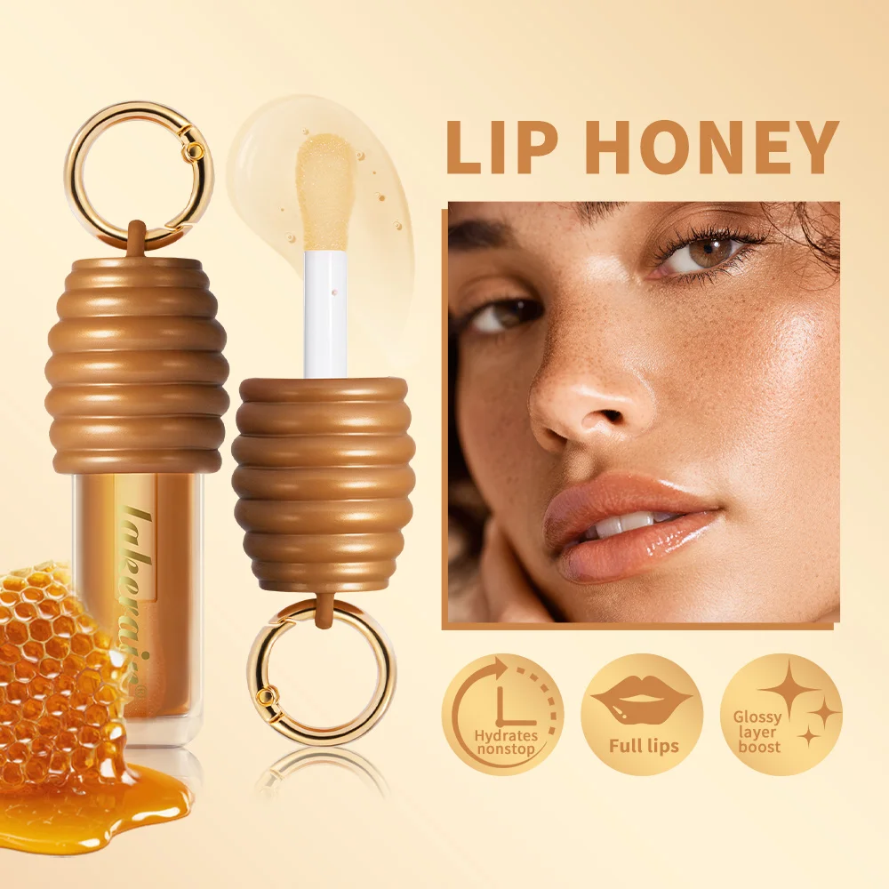 Lakerain Brazilian Honey Lip Gloss, Moisturizing, Portable, Hangable, Plumping, Reduces Lip Lines Provides Lip Care Essence.
