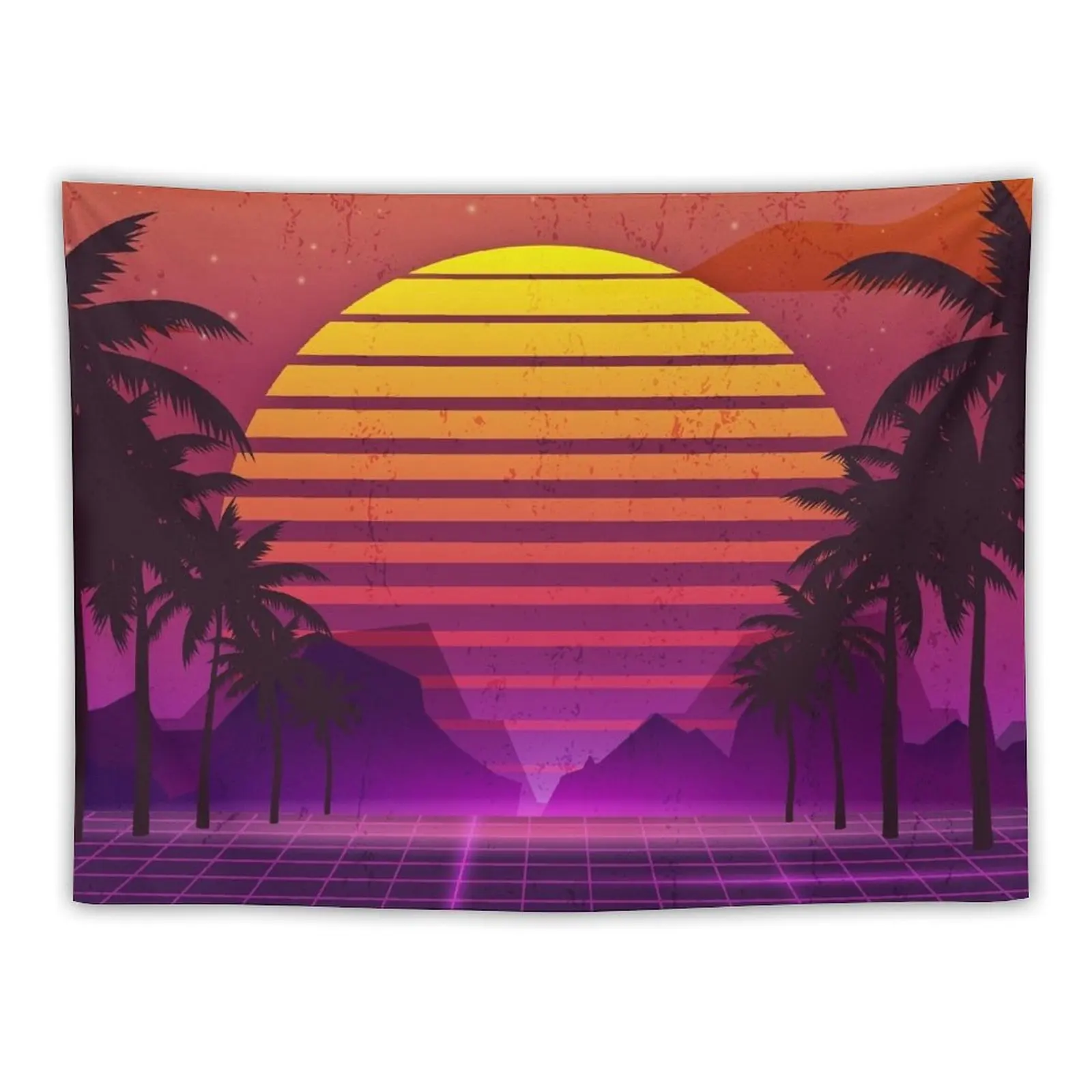 

80's Palm Trees Sunset Vaporwave Tapestry Room Design Cute Decor Tapestry