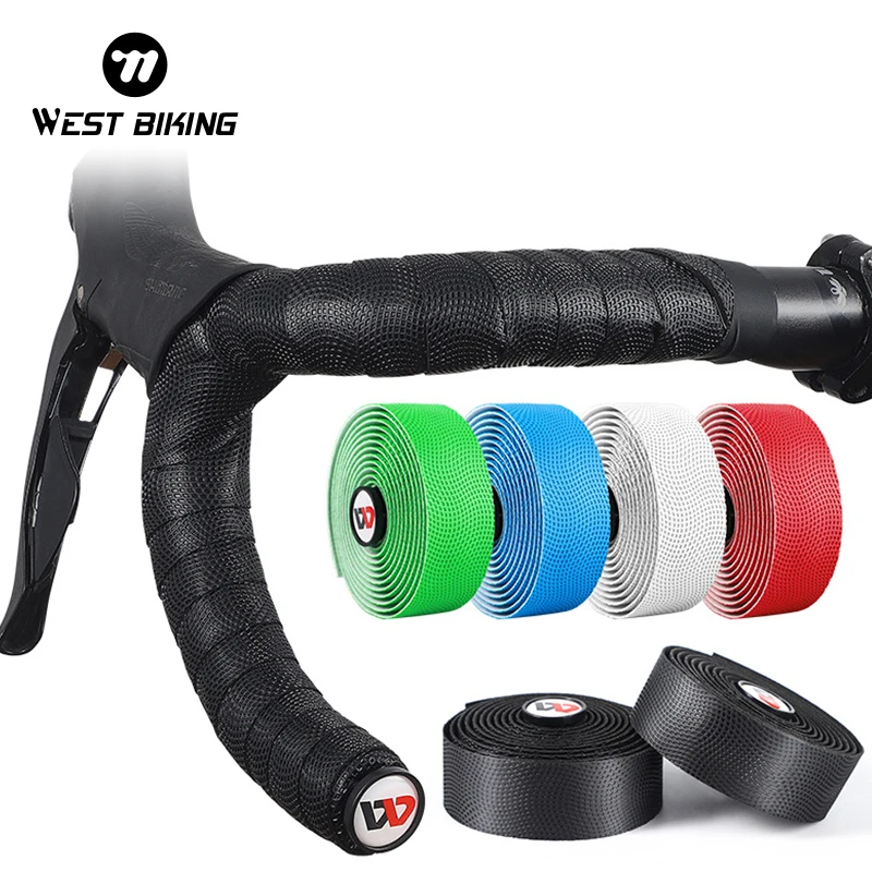 WEST BIKING Soft Bike Handlebar Tape EVA  Anti-slip  Bicycle Handlebar Tape Shock Absorption Cycling Wrap End Plug Accessories