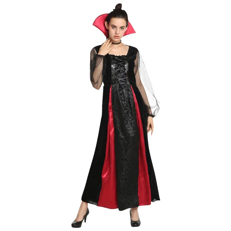 كوس مصاص دماء الملكة ماكياج الرقص حفلة مرحلة حفلة لعب الأدوار زي الساحرة السحرية أزياء الهالوين للنساء #2