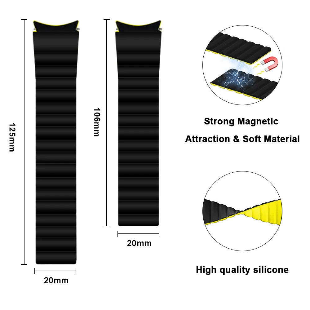Magnetic Silicone Strap for Samsung Galaxy Watch 4 6 5 7 44mm 40mm/6 4 Classic 47mm 43mm 46 42mm Bracelet Galaxy 5 Pro 45mm Band