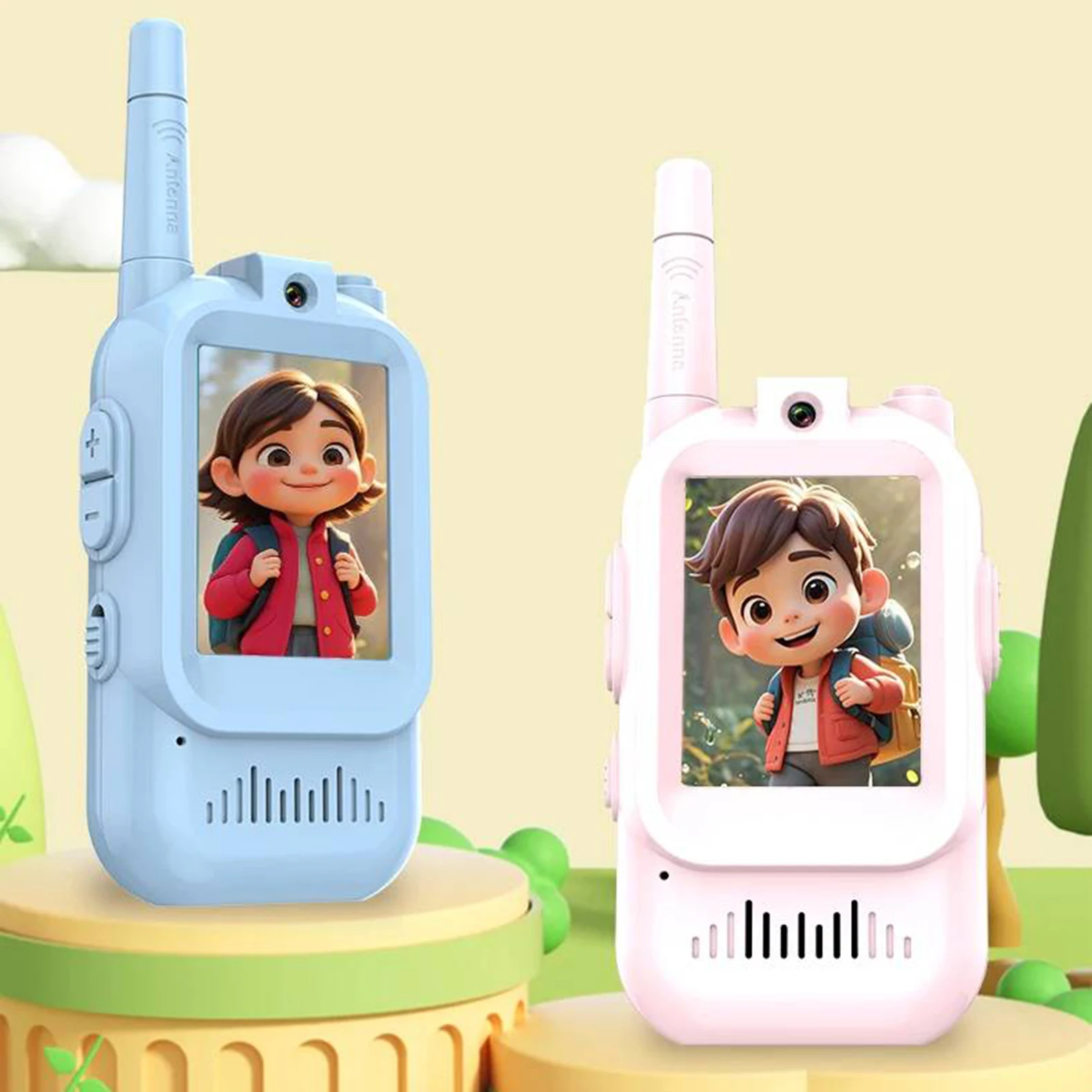 2 Pack Kids Video Walkie Talkies Rechargeable Interphone Toy with HD Camera & 3 Voice Changer Gifts for Boy Girl Indoor Play Use