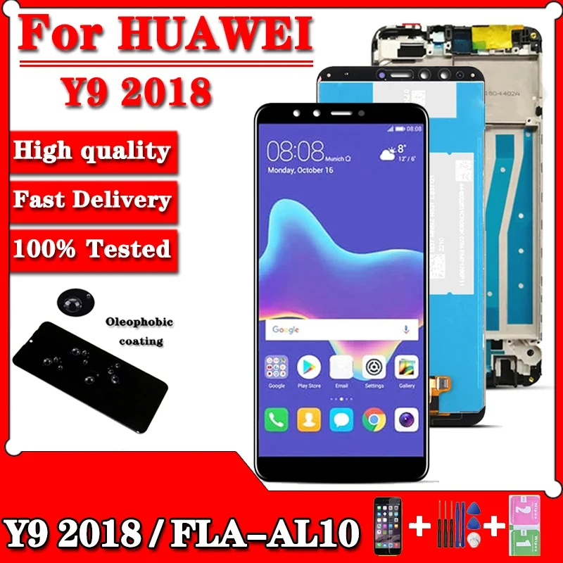 5.93''IPS For Huawei Y9 2018 LCD Display Touch Screen With Frame Digitizer FLA-L22 LX2 LX3 FLA-LX1 Display With Frame