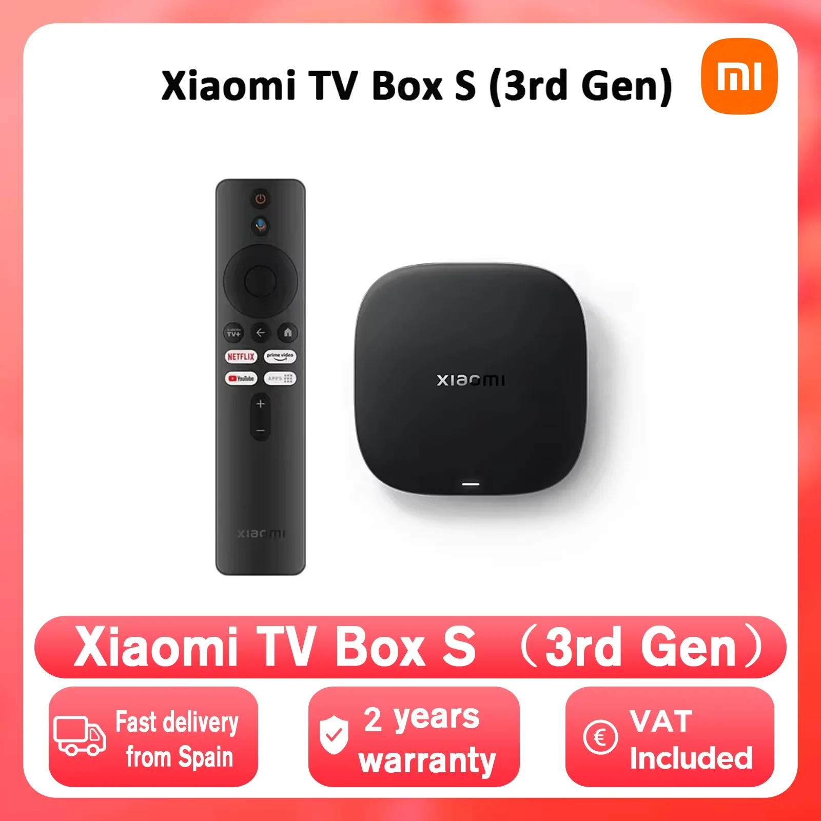 Caja de TV Xiaomi Global Version S 3ª Generación 4K UHD Android TV Caja WiFi 6 Bluetooth 5.2 Dolby Vision Atmos Google TV Set Top Box 2GB 32GB Reproductor Multimedia Inteligente HDR10 Dispositivo de Streaming Netflix