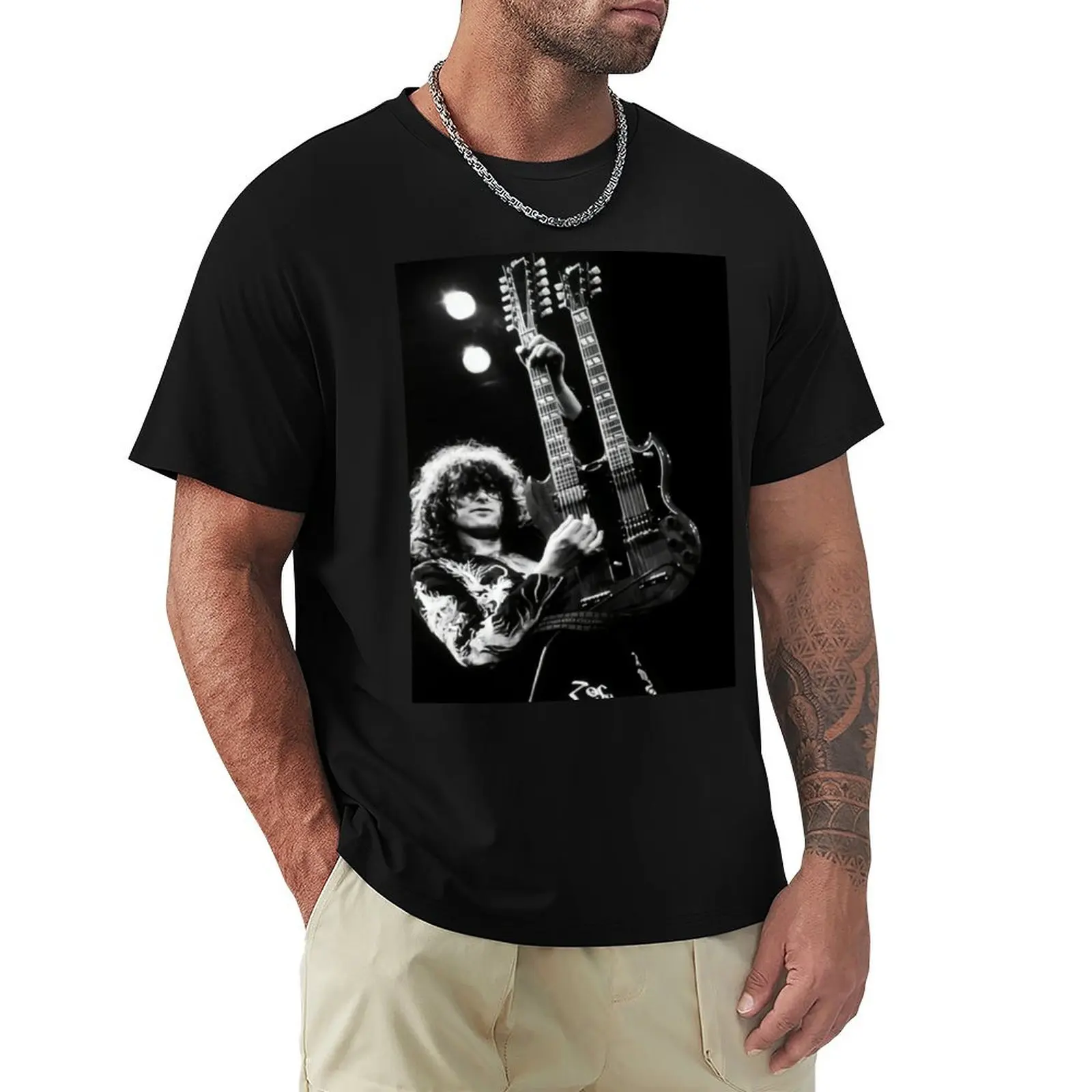 T-shirt imprimé Jimmy Guitaris pour homme, haut surdimensionné, graphique, graphique, scopique, sublime, poids lourds