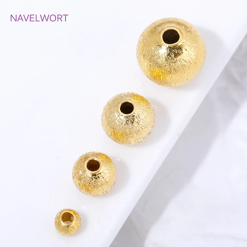 3/5/6/8mm Messingperlen-Trenner, 18K vergoldete, mattierte Abstandshalterperlen, runde lose Perlen, Zubehör für Schmuck, DIY-Accessoires