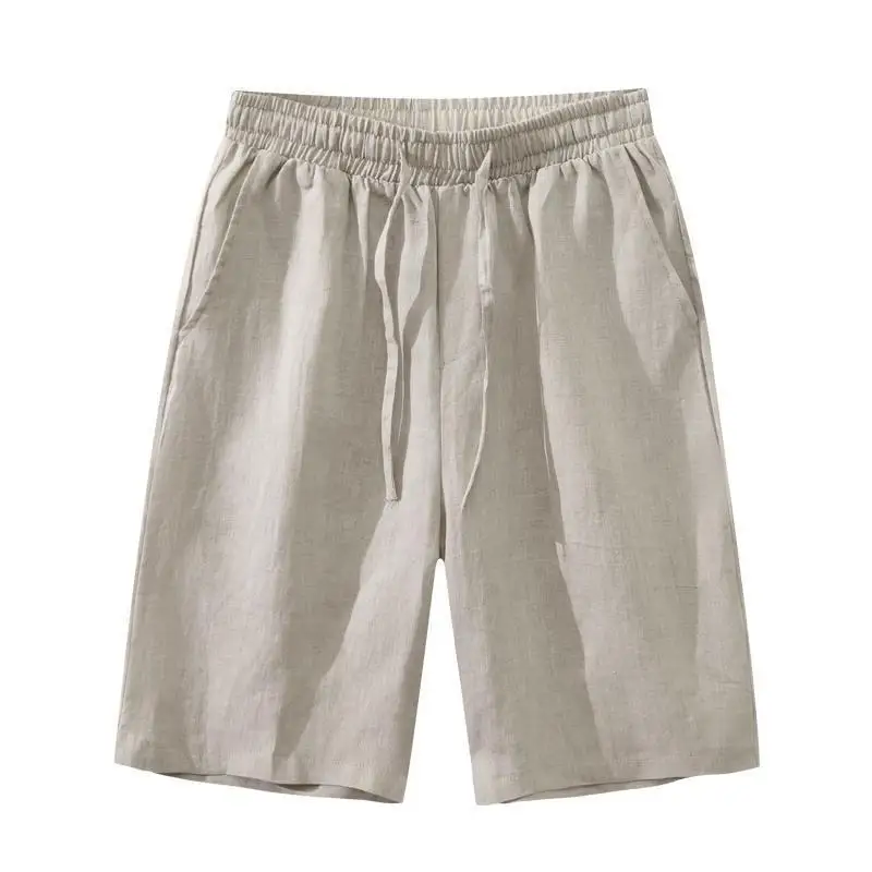 Pantaloni larghi da uomo in cotone e lino, taglio dritto, estivi, sottili, traspiranti, da spiaggia, casual, a gamba larga, comodi e leggeri