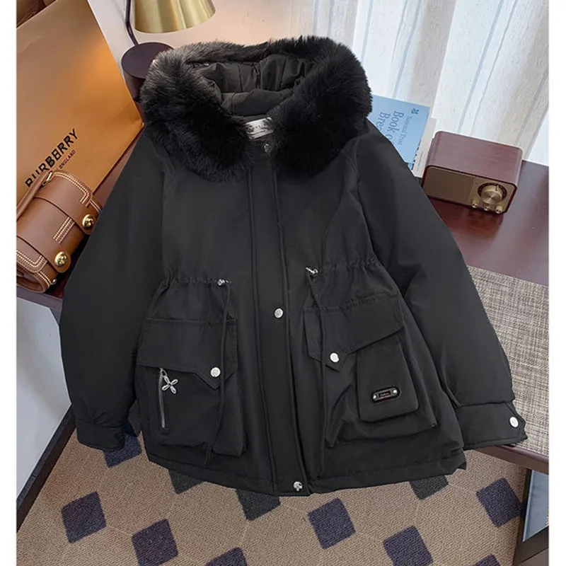 Women Winter Jacket Parka Warm Loose Long Coat Wool Liner Hooded Jacket Clothes Fur Collar Thick Snow Wear Fashion Padded Parka