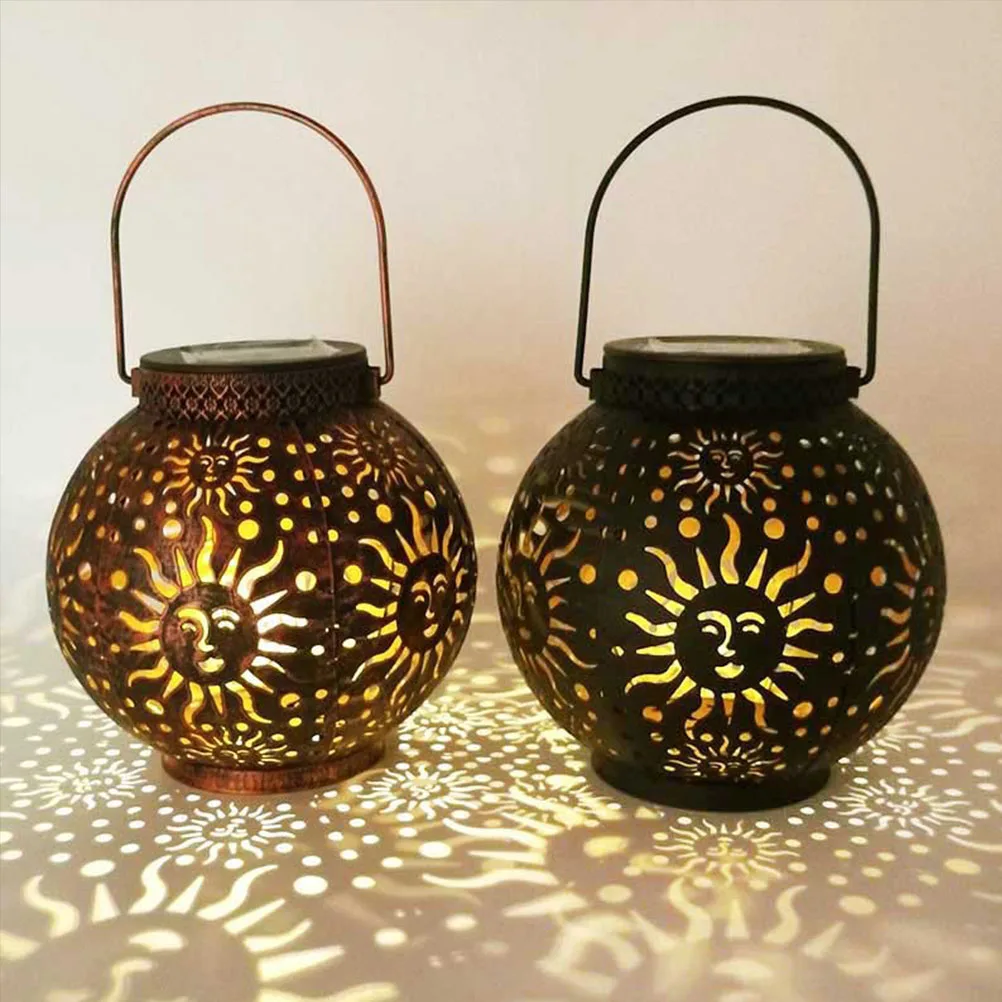 

Solar powered Lantern Wrought Iron Garden Outdoor Yard Decorative Light Branches Lights Gentle Lampshade Warm Effects L