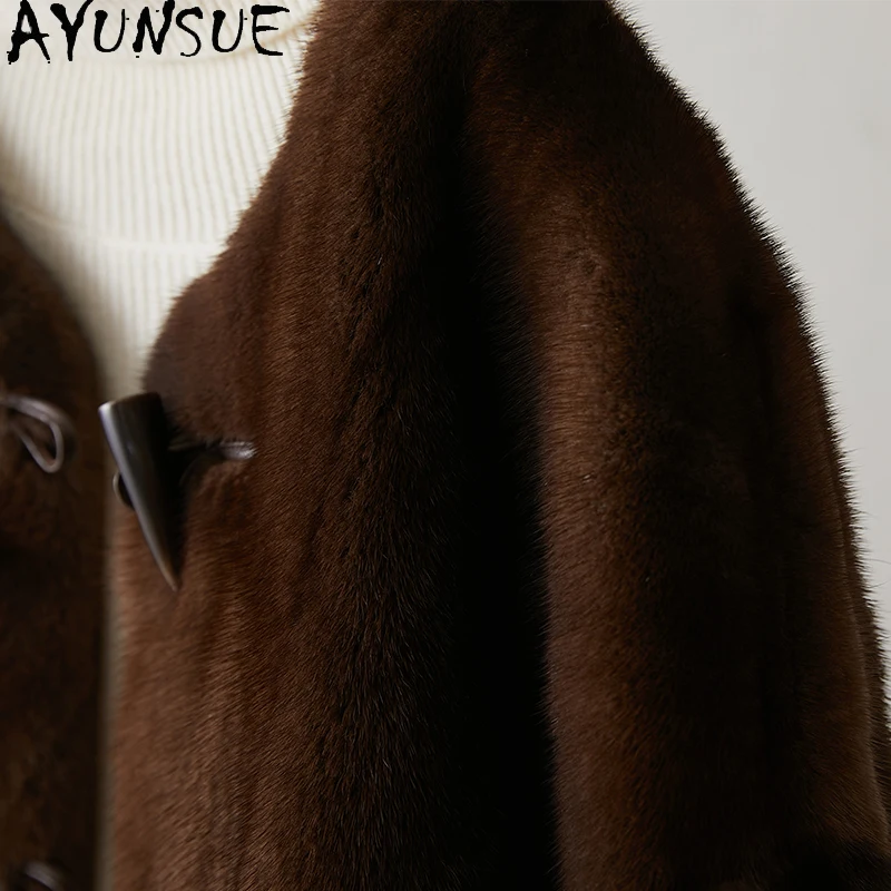 AYUNSUE Natural Mink Fur Coats Woman 2025 Winter Coats Jackets Woman Korean Style Lady Clothes Woman High Quality Pelz Jacke