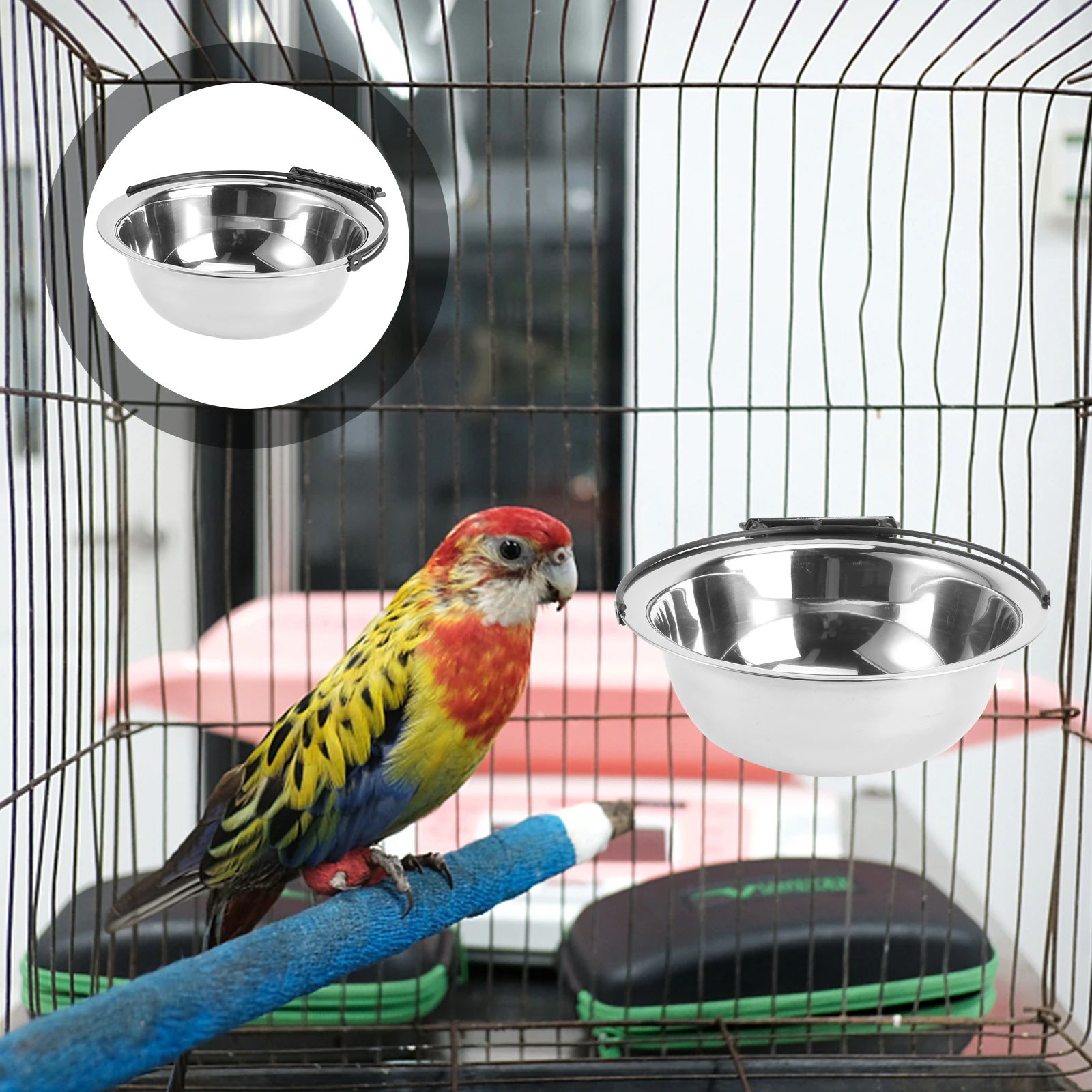 

Pet Hanging Stainless Steel Bowl Slow Feeder Dog Bowls Cage for Cats Rabbits Birds Easy Cleaning Durable Practical Use