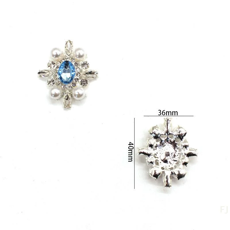 [YU] 35*40 مللي متر سبائك بيضاوية مسطحة القاع اكسسوارات الديكور اللؤلؤ حجر الراين زهرة لوحة DIY بها بنفسك الملحقات