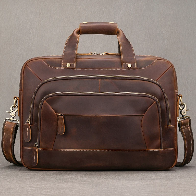 Briefcase Bag Men's Genuine Leather Briefcase Male Man Laptop Bag Natural Leather for Men Messenger Bag Large Vintage Men Bag