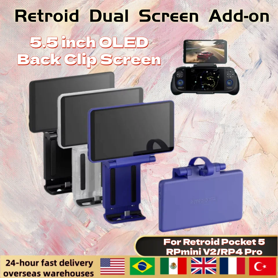 

Дополнительный экран Retroid с двумя дисплеями для RP4Pro/RP Mini/RP MiniV2/RP5, 5,5-дюймовый OLED-экран, дизайн с креплением на задней панели и разъемом Type-C, в подарок