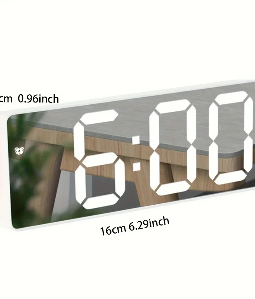 1pc Luminous Mirror Clock Dormitory Desktop LED Electronic Clock Digital Electronic Alarm Desktop Decoration Alarm Clock