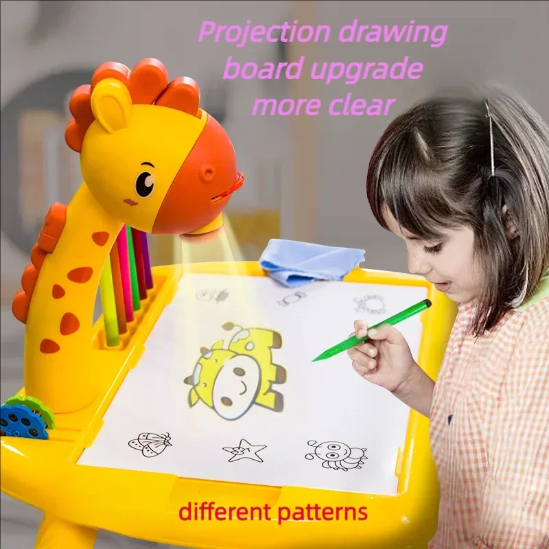 Children led projector drawing table toy painting set table educational board learning tools painting toys for children