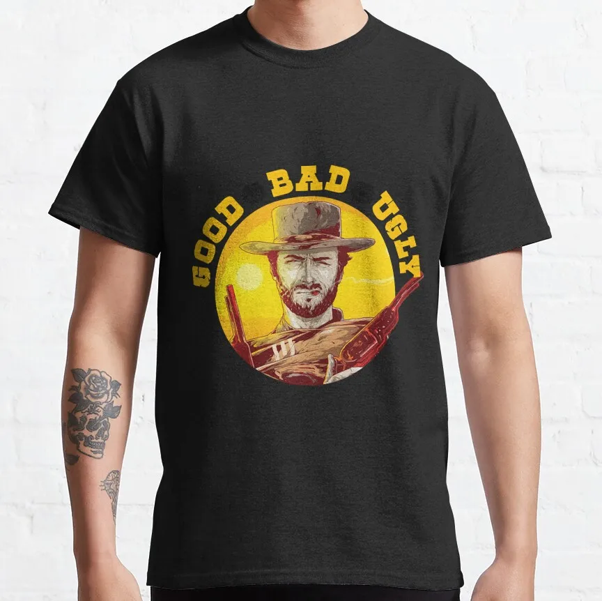 

Clint Eastwood Spaghetti Western Cowboy movie The Good The Bad and The Ugly retro film graphic t shirts for men Large size tops