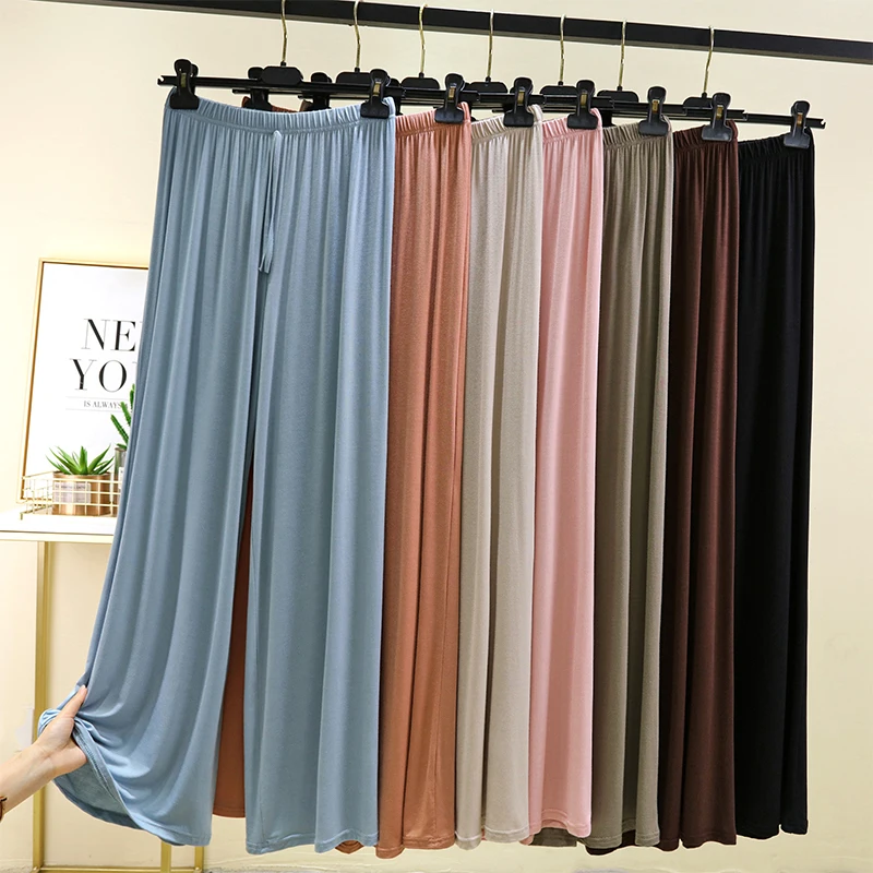 High Waist Wide Leg Casual Pants Women's Modal Thin Summer Outdoor Floor-Length Sun Protection Straight Tube Pants plus Size