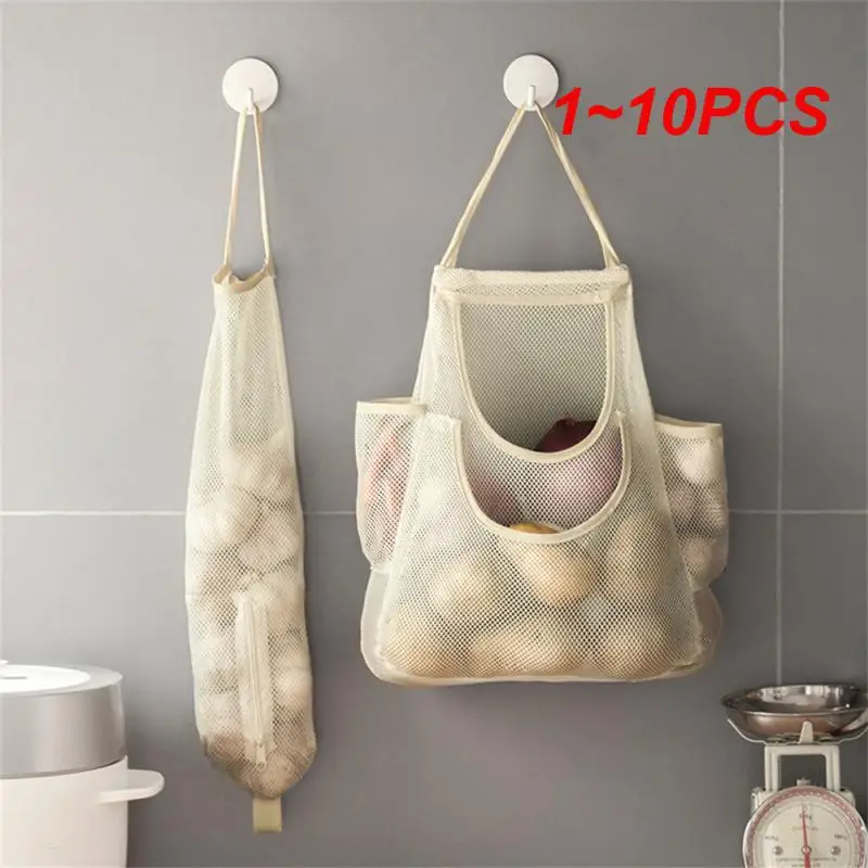 

Garbage Bag Storage Bag Fruit Vegetable Hanging Bag Kitchen Accessories Wall Hanging Garlic Net Pocket Onion Ginger Storage Bag