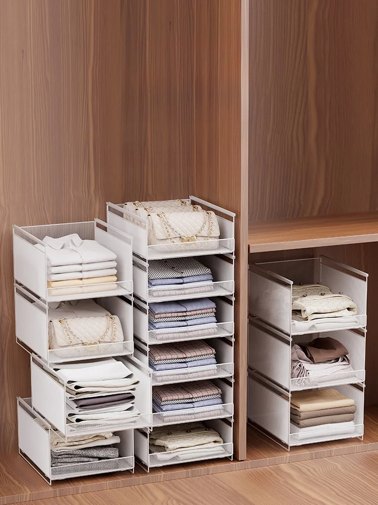 

Большой выдвижной органайзер для шкафа с направляющими, многоуровневый контейнер для хранения одежды и брюк
