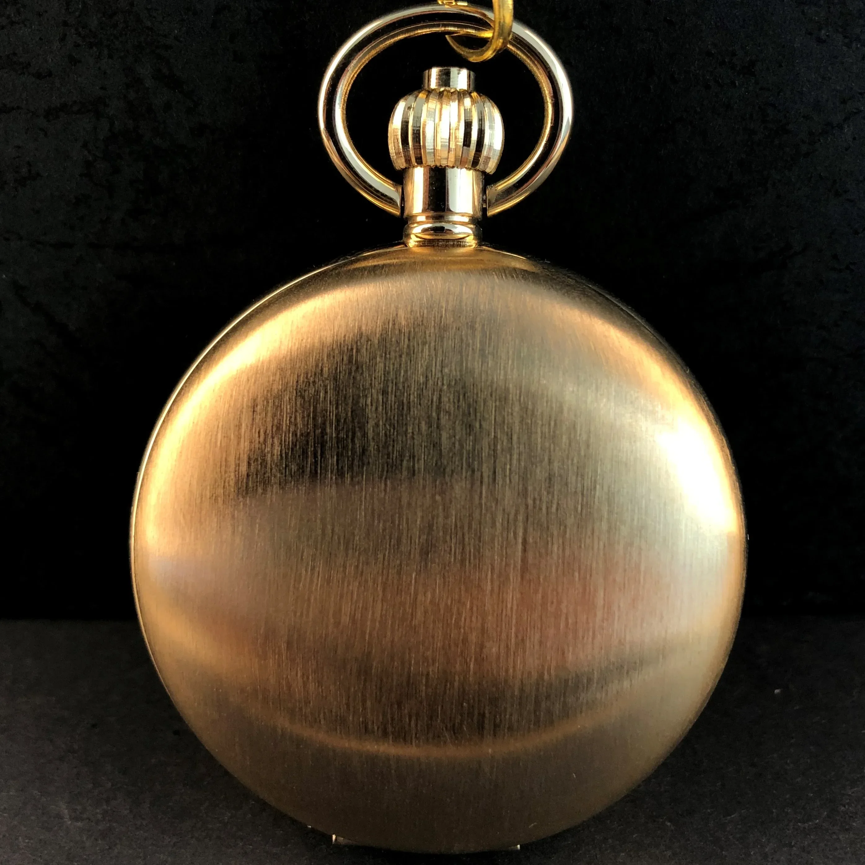 Vintage Gold 2 Sides Open Case Pocket Watch Mechanical Hand-winding Mens Women Pocket Watches Pendant with Chain Clock Gift