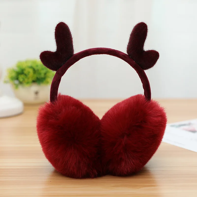 Christmas Antlers Earmuffs Soft Plush Ear Warmers Cute Elk Earmuff Autumn Winter Warm Ear Muffs For Women Girls High Quality