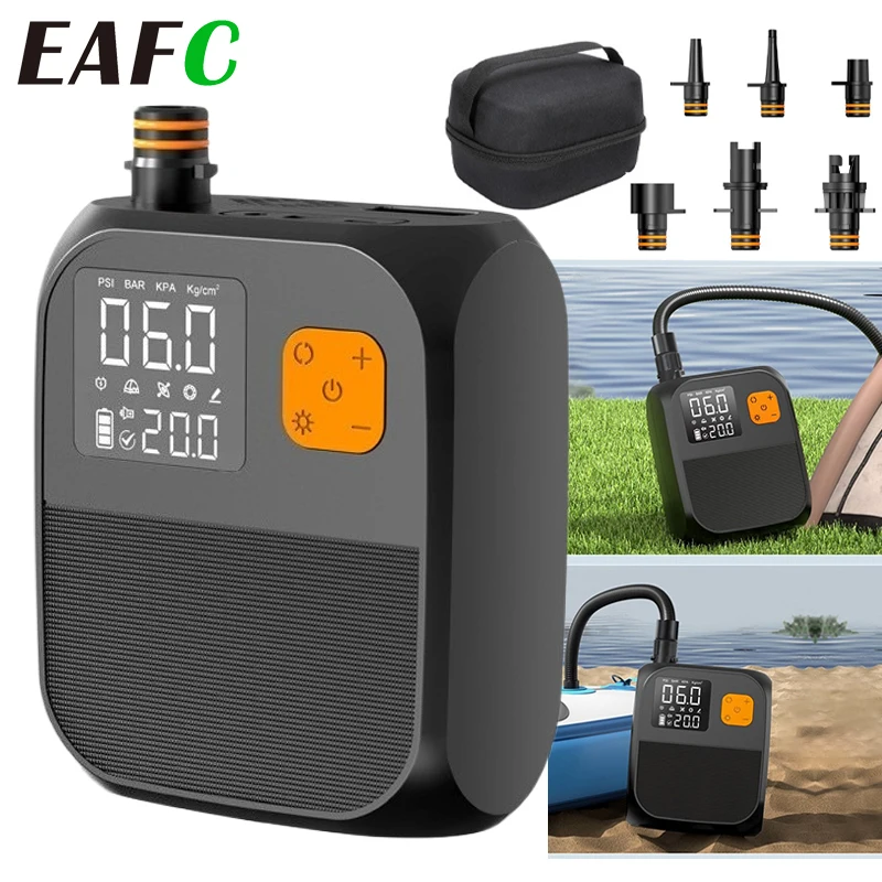 

Электрический насос EAFC 8000 мАч, 25PSI, SUP-насос, двухступенчатый портативный электрический насос для накачивания для каяков, ветровых крыльев, SUP