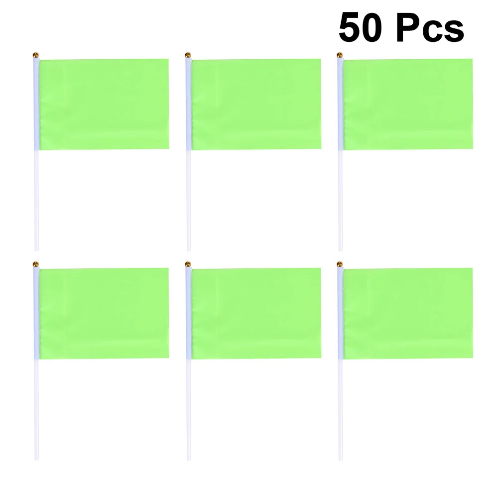 

50Pcs Solid Color Hand Waving Flags Mini Flags Square Polyester Party Decor Celebration Supplies Banner Waving Flag