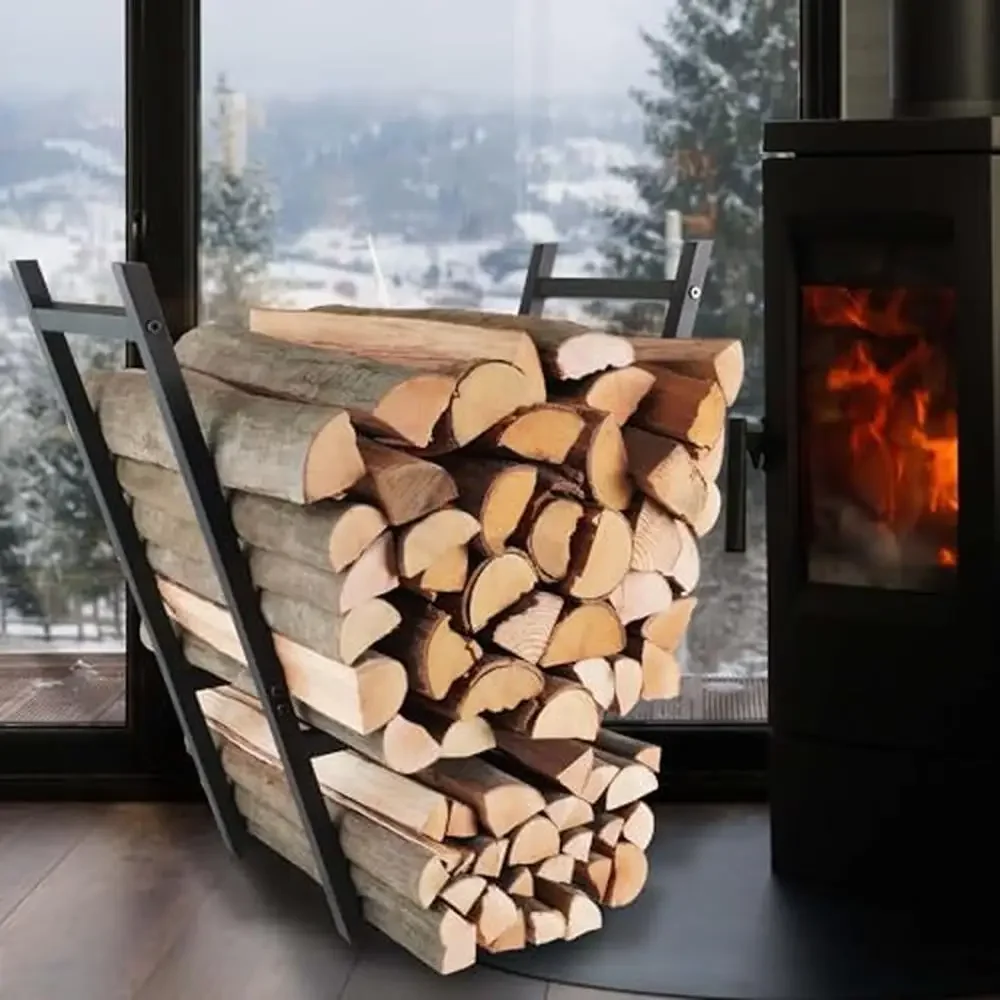 

Firewood Log Holder Indoor Metal Rack Fireplace Storage Organizer Shelf 23" Yard Garden Patio Outdoor