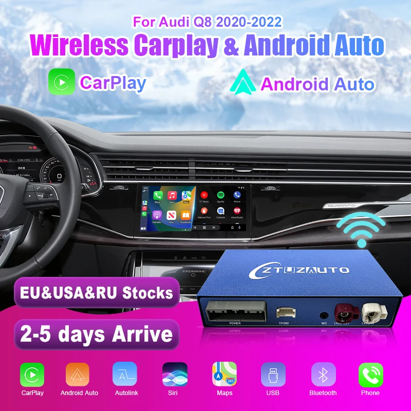 

Wireless CarPlay Android Auto Interface for Audi Q8 MIB3 2020-2022, with AirPlay Mirror Link Car Play Navi Functions