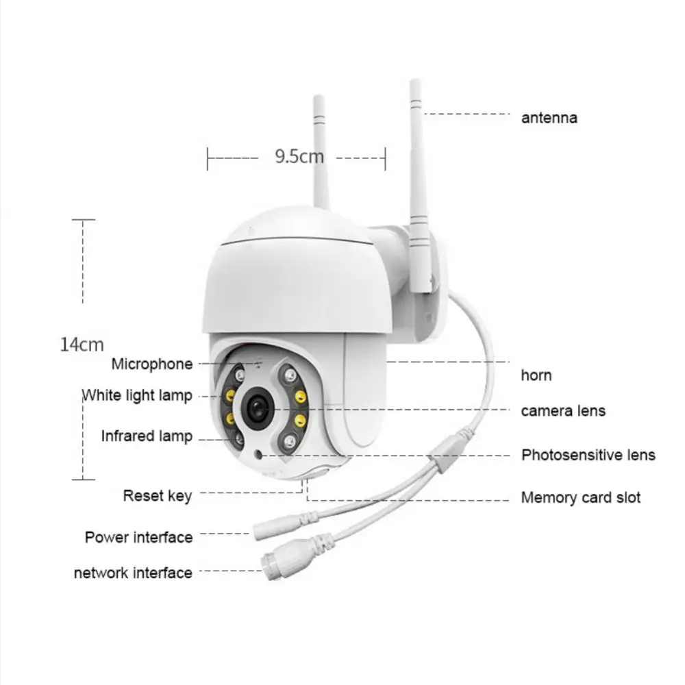 Telecamera IP da 2 MP Telecamera Wifi notturna Telecamera wireless con tracciamento mobile 1080p Smart Home