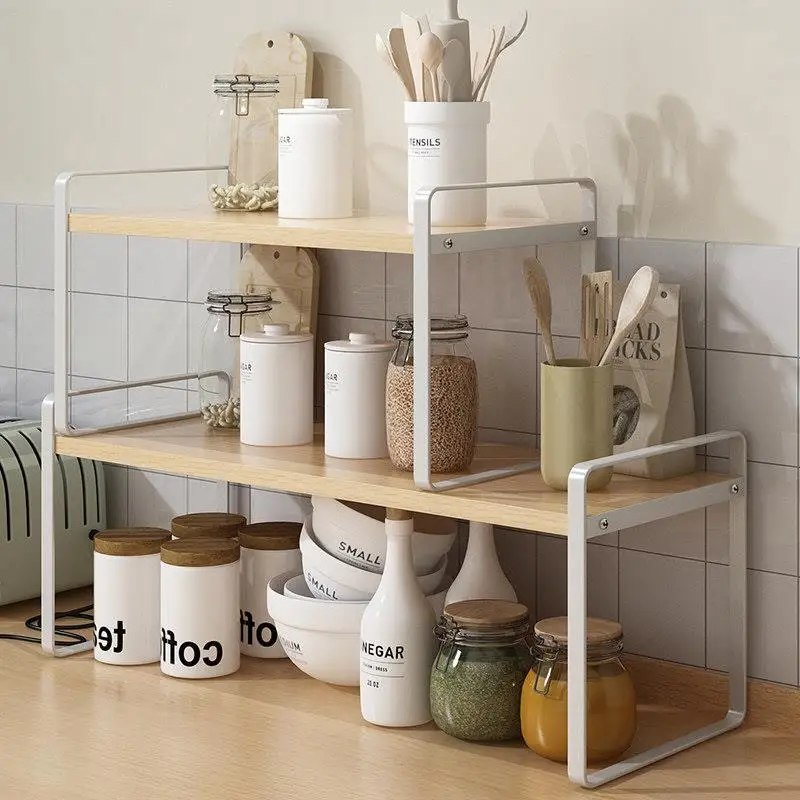 Kitchen Storage Rack Spice Organizer Oil Salt Vinegar Multi-layer Shelf Countertop Arrangement Nordic Style Ground Installation