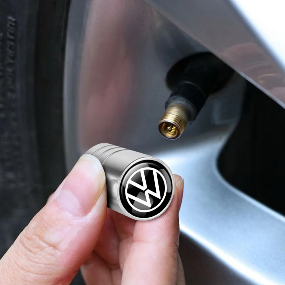

4pcs Metal Car Tire Valve Cap Emblem Cap Case Accessory Auto Valve for Volkswagen VW R Line Jetta MK4 Touareg Passat GTI Polo