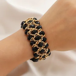 Women's Luxury Design Three Row Chain Hand String Bangle Party Favors