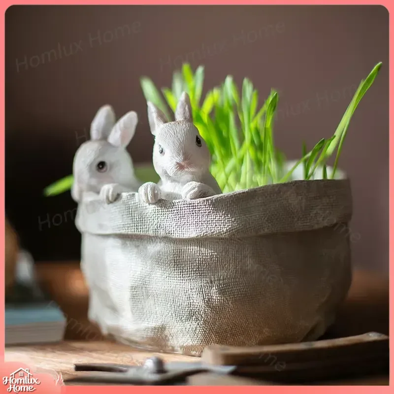 1pc Pocket Bunny Flower Pot Succulent Planter Desktop Decoration Mini Potted Plant Container Indoor Ornament Garden Accessory