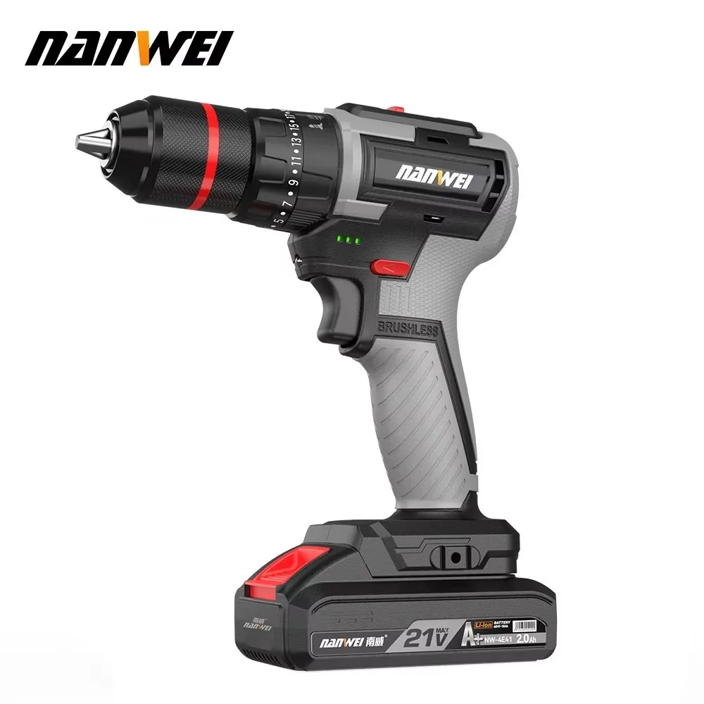 21V Cordless Impact Drill Kit 800W Power Drill 10MM Keyless Chuck Variable Speed for Auto Repairing