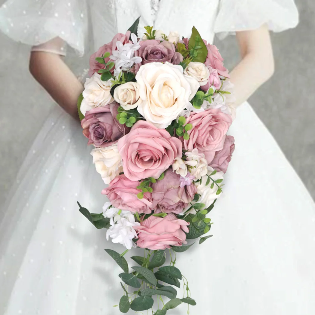 Simulation bride bouquet western wedding water drop waterfall flower wedding photo props