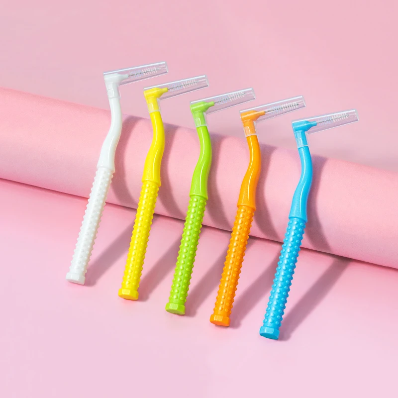 Individually 10PCS L-Shape Interdental Brush Wire Orthodontic Interdental Brush Orthodontic Toothbrush Soft Bristle Oral Care
